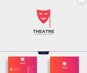 Theatre logo and business card template vector 03