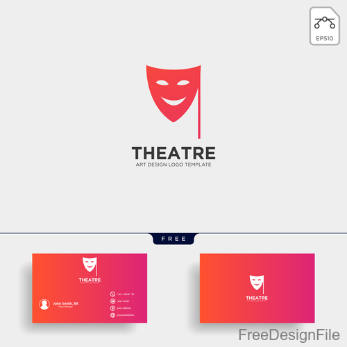Theatre logo and business card template vector 03