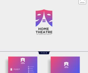 Theatre logo and business card template vector 04