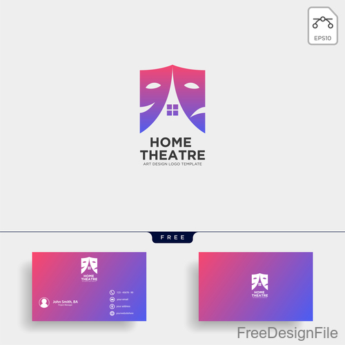 Theatre logo and business card template vector 04