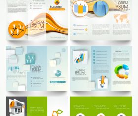 Trifold business brochures template vector set 01