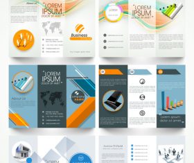 Trifold business brochures template vector set 02