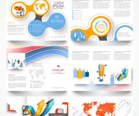 Trifold business brochures template vector set 03