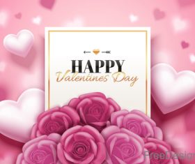 Rose with heart card design vector free download