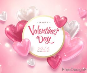 Valentine sale card and air heart balloons vector