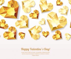 Valentines Day golden diamond heart vector