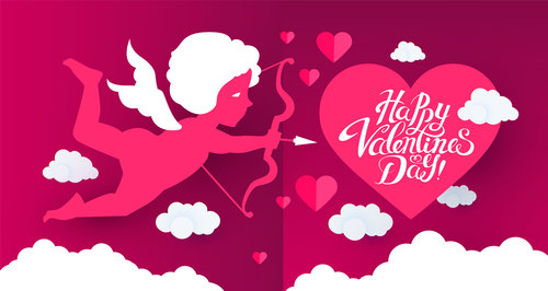 Valentines background with kids vector