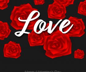 Valentines black background with red rose vector