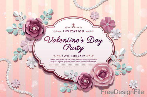 Valentines card and beautiful flowers vector