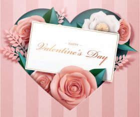 Valentines card with heart and rose vector