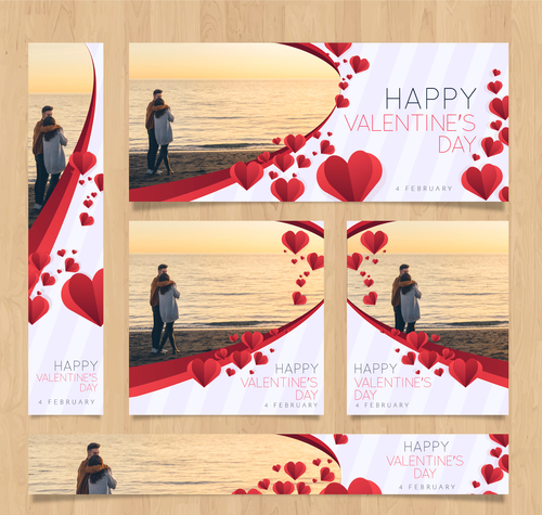 Valentines day card tamplate vector kit 02