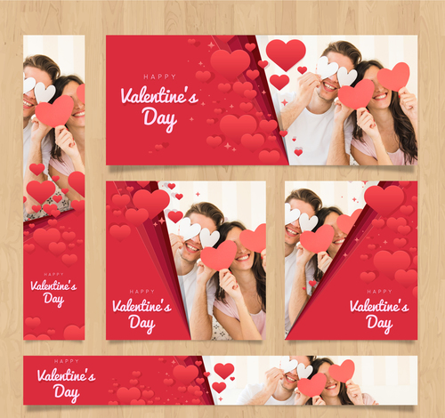 Valentines day card tamplate vector kit 03