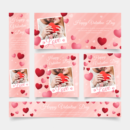 Valentines day card tamplate vector kit 05