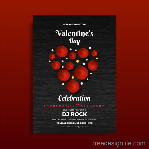 Valentines day celebration flyer template vector