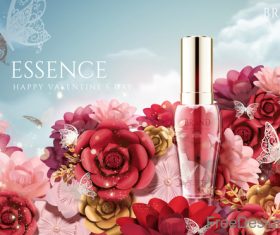 Valentines day cosmetics ads poster template vectors 01