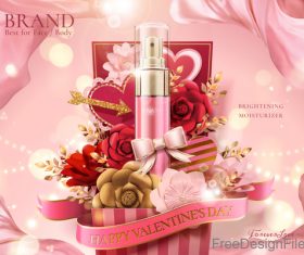 Valentines day cosmetics ads poster template vectors 02