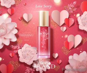 Valentines day cosmetics ads poster template vectors 03