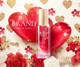 Valentines day cosmetics ads poster template vectors 04