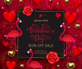 Valentines day discount sale poster vector material   01