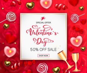 Valentines day discount sale poster vector material   02