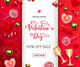 Valentines day discount sale poster vector material   03