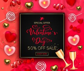 Valentines day discount sale poster vector material 06