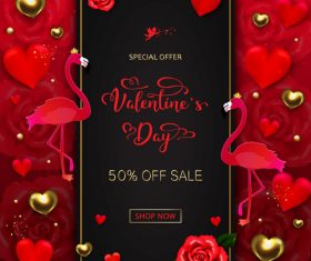 Valentines day discount sale poster vector material 07