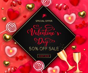 Valentines day discount sale poster vector material 08