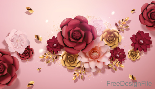 Valentines day flower background design vector 01