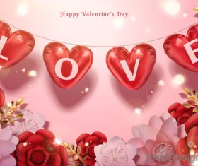 Valentines day flower background design vector 03