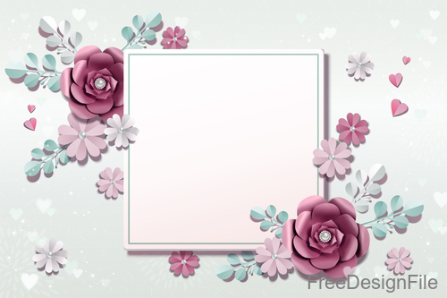 Valentines day flower background design vector 05
