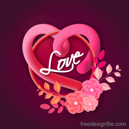 Valentines day flower card template vectors