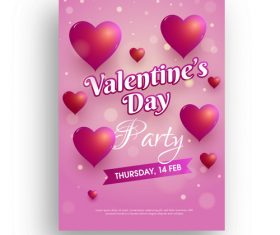 Valentines day flyer with poster template vector