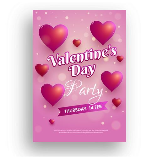 Valentines day flyer with poster template vector