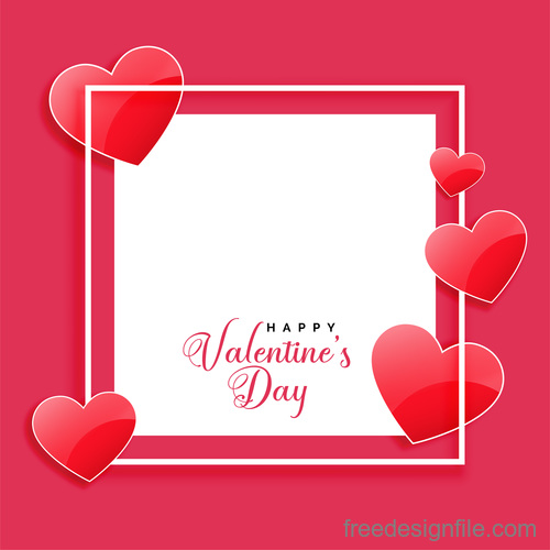 Valentines day frame with glass heart shape vectors