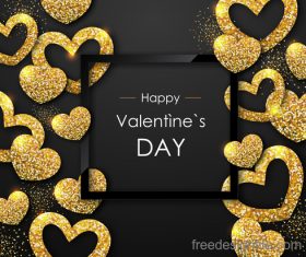 Valentines day frame with golden confetti vectors 01