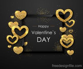 Valentines day frame with golden confetti vectors 02
