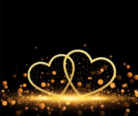 Valentines day heart with golden lights vector