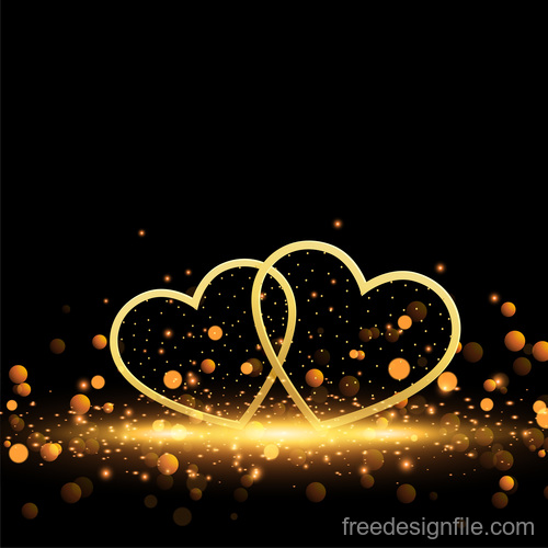 Valentines day heart with golden lights vector