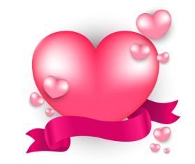 Valentines day heart with ribbons vector