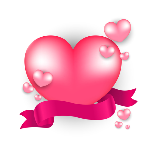 Valentines day heart with ribbons vector