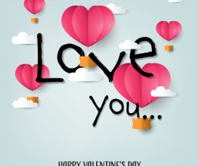 Valentines day love background with paper cloud vectors