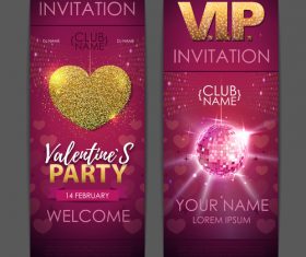 Valentines day party invitation card vector 01