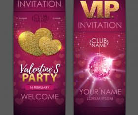 Valentines day party invitation card vector 02