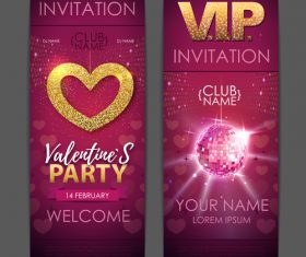 Valentines day party invitation card vector 03