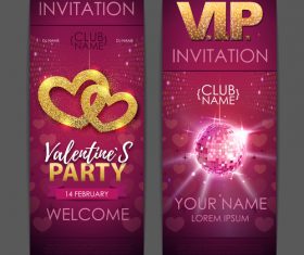 Valentines day party invitation card vector 04