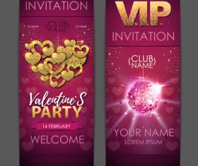 Valentines day party invitation card vector 05