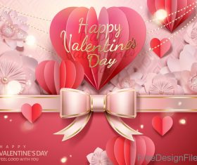 Valentines day pink bows card vector