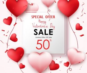 Valentines day sale background with air heart vector