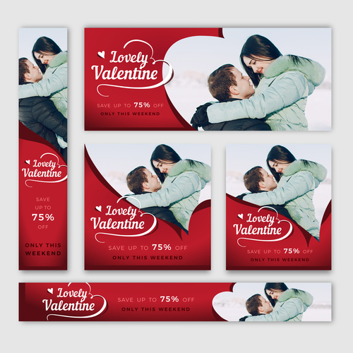 Valentines day sale card vector kit 02